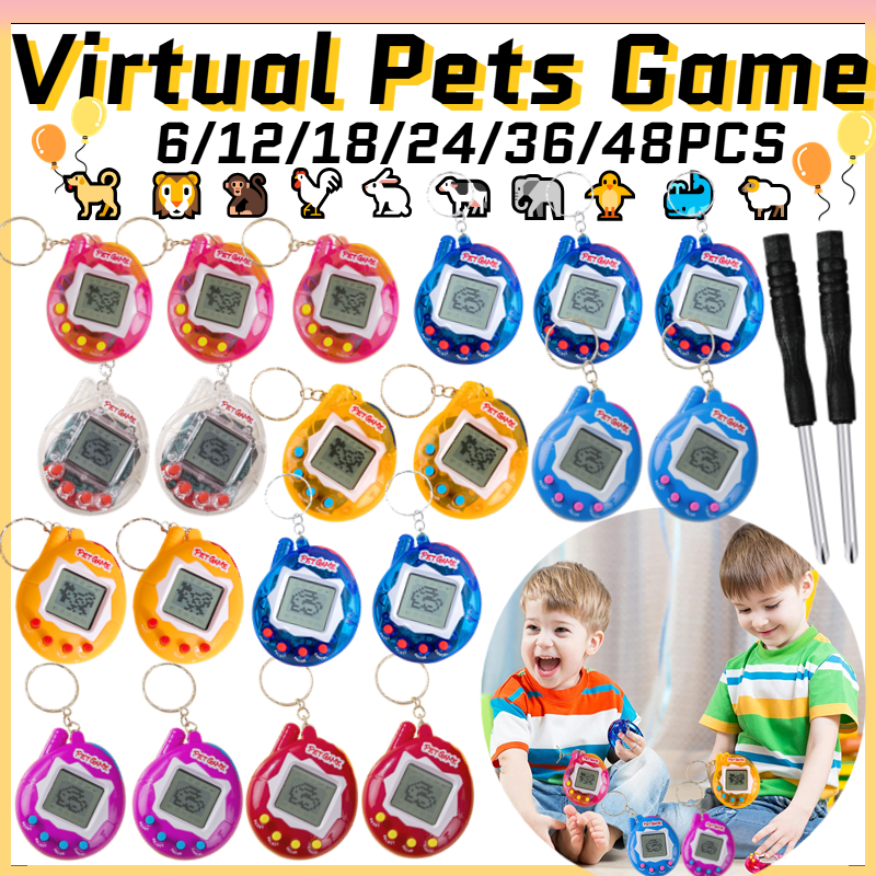 Party Games Gender Reveal - 6-48PCS Virtual Pet Keychain Digital Pet