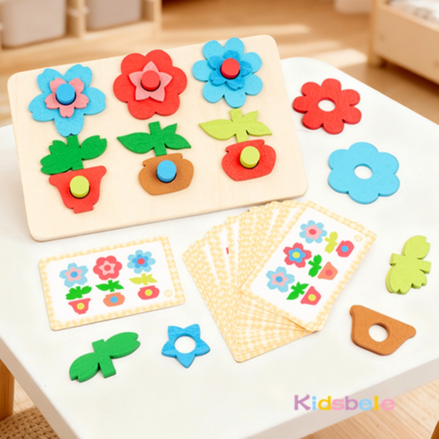Montessori DIY Wooden Flower P - Party Games At Home ulasan dan harga