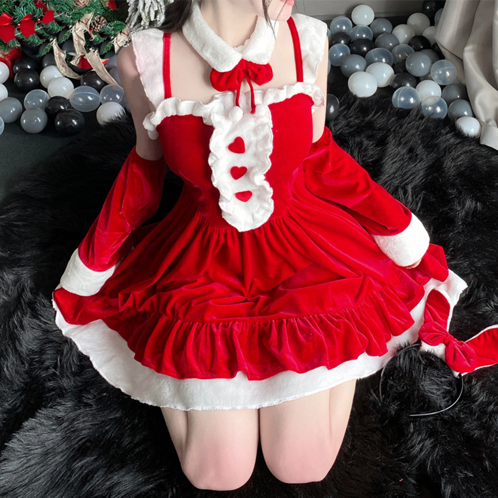 Christmas Vintage Dress Velvet - Party Games Bunny ulasan dan harga