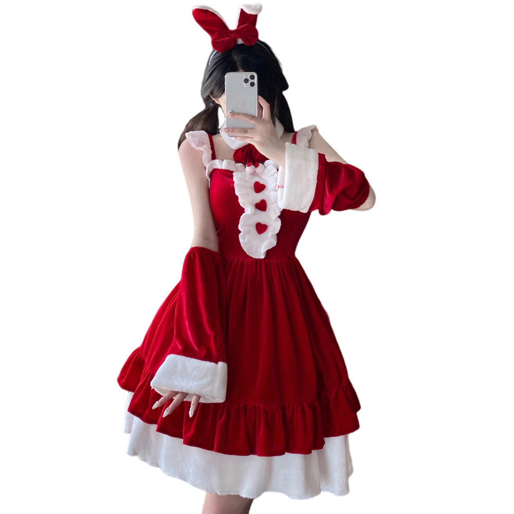 Christmas Vintage Dress Velvet - Party Games Bunny ulasan dan harga