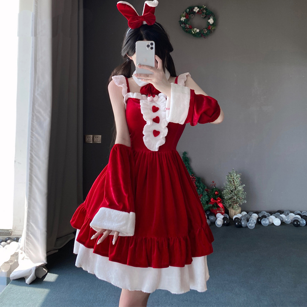 Christmas Vintage Dress Velvet - Party Games Bunny ulasan dan harga