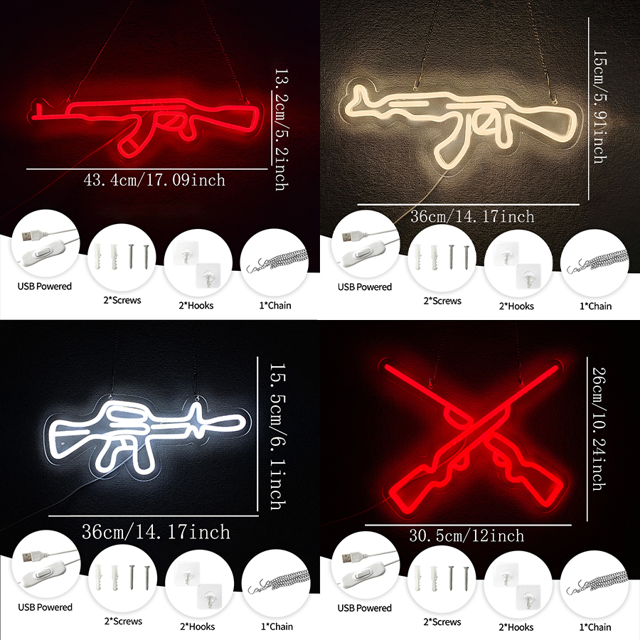 Gun Series Neon Sign For Wall  - Party Games Best ulasan dan harga