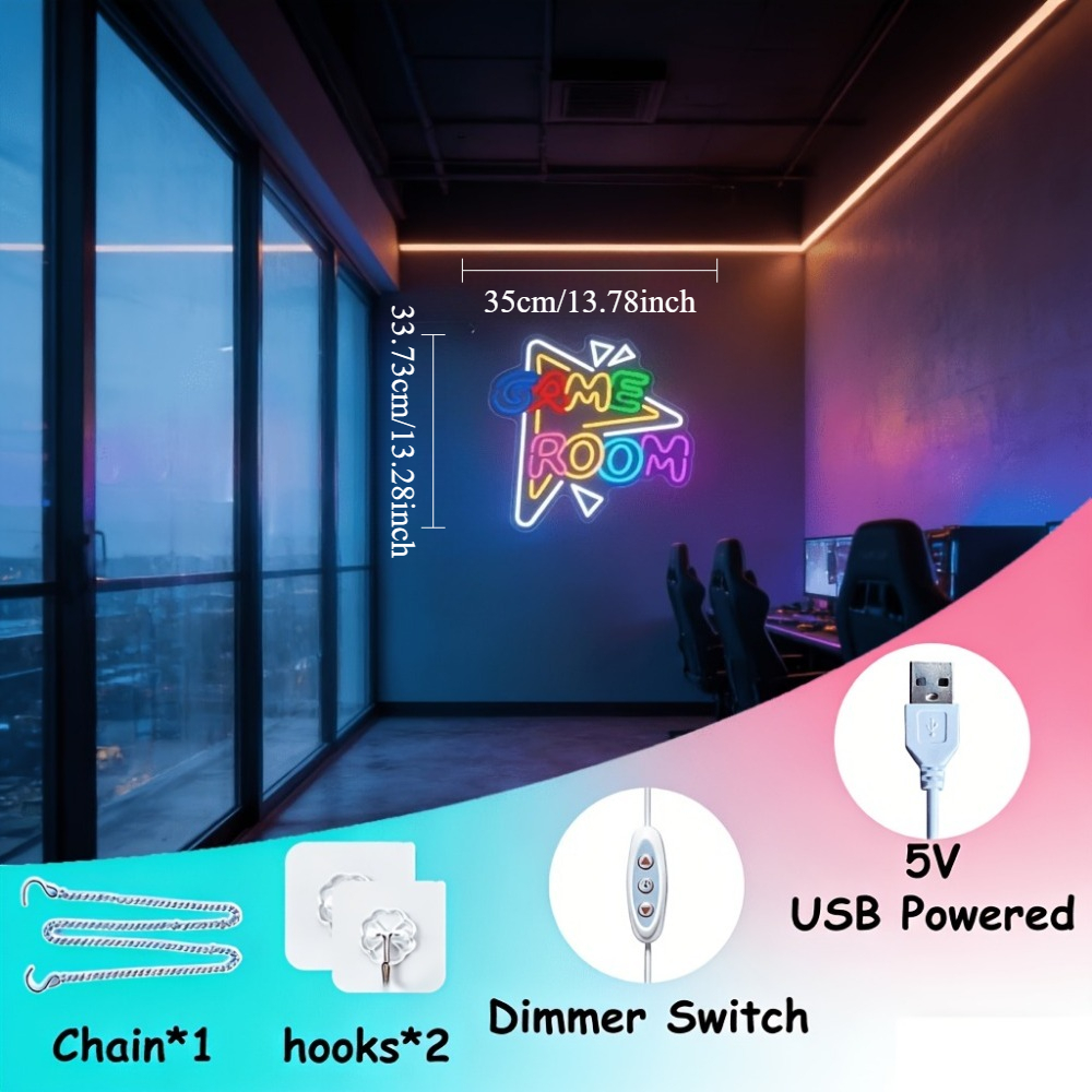 GAME ROOM LED Neon Sign Dimmab - Party Games Stream ulasan dan harga