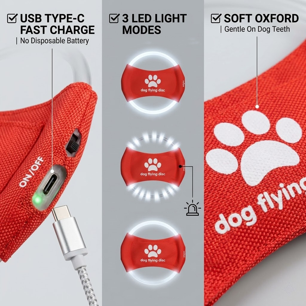LED Glow Dog Flying Disc USB R - Frisbee Freestyle Disc ulasan dan harga
